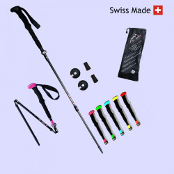 Flip Flap Carbone Color Line RT571 Bâtons pliables automatiques RocAlpes 140cm