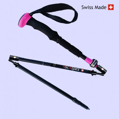 Flip Flap Carbone S Color Line RT576 Bâtons pliables automatiques RocAlpes 120cm